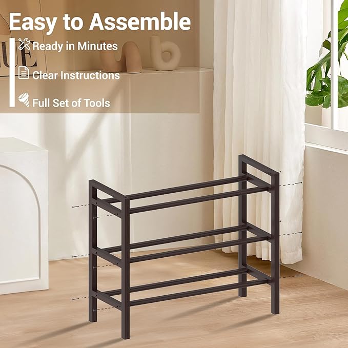 Haddockway Bamboo Shoe Rack for Closet, Free Standing Shoe Organizer - Image 4