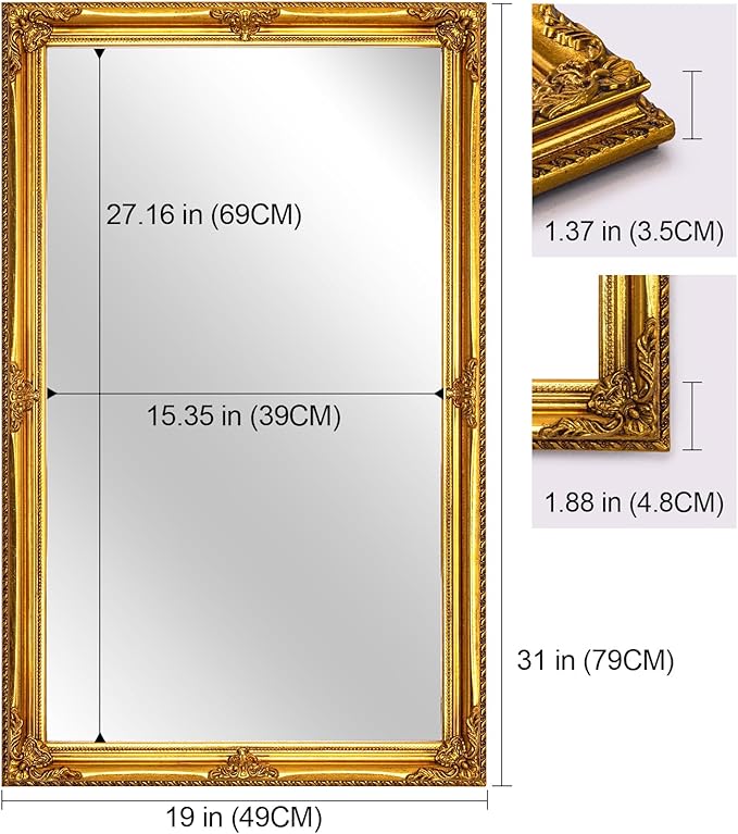 Vintage Wall Mirror, Bedroom - Image 3