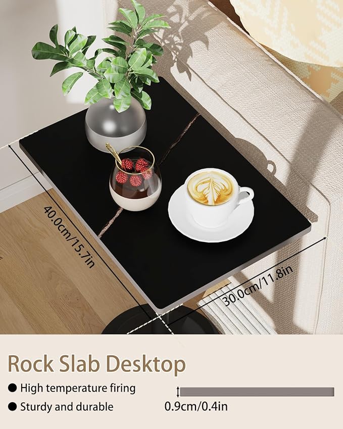 Small Side Table, Height Adjustable Nightstand, Square Indoor Metal Plant Stand - Image 5