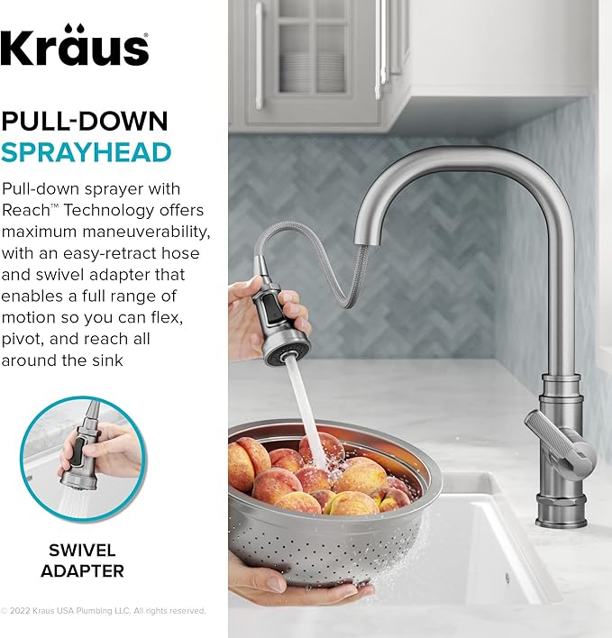 KRAUS Allyn Transitional Industrial Pull-Down Single Handle Kitchen Faucet in - Image 8