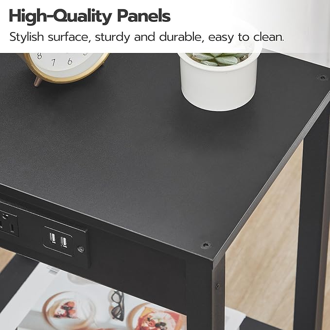 HOOBRO Side Table with Charging Station, End Table with USB Ports and Outlet - Image 6