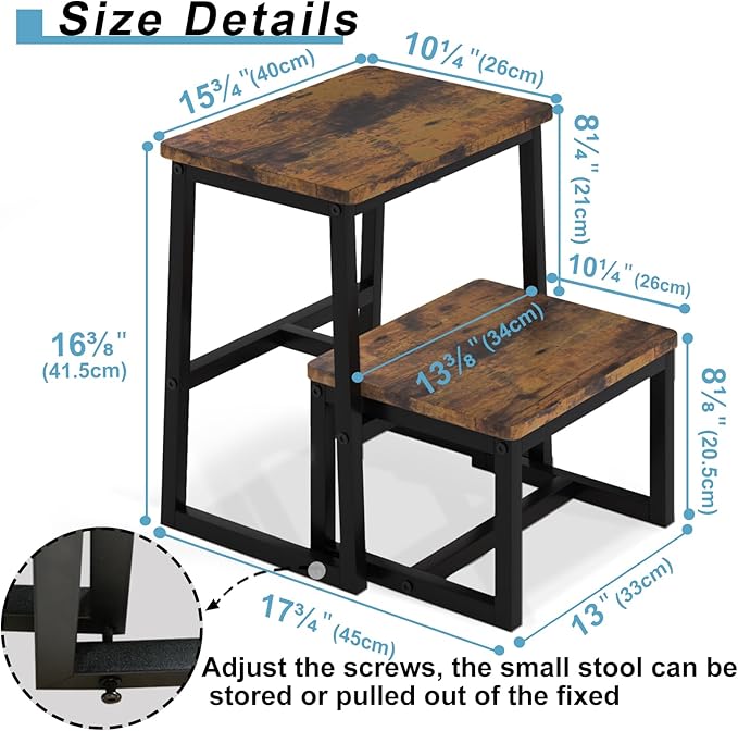 Step Stool for Adults & Kids, Holds up to 500Lb, 3 in1 Heavy Duty Sturdy Wooden - Image 2