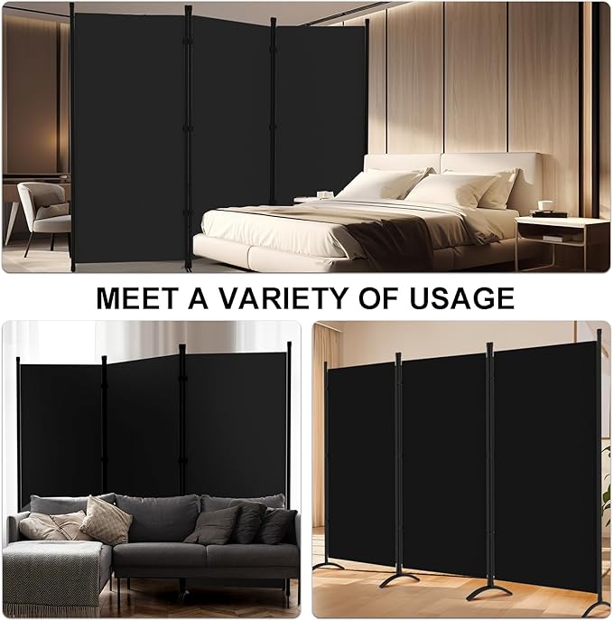 Room Divider 3-Panel Privacy Screen, Portable Screen Steel Frame - Image 6