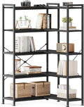 Casaottima Corner Bookshelf 5 Tier, 57 Inches Reversible Book Shelf by Casaottima
