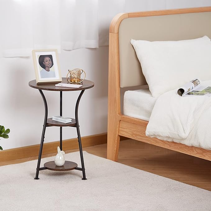 Dulcii Small Round End Table for Narrow and Small Space, 3-Tier Round Accent - Image 6