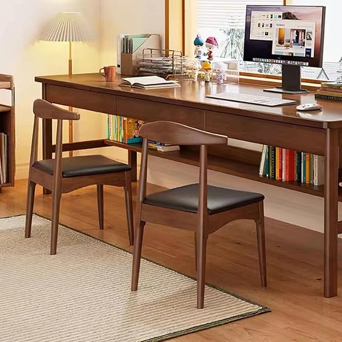 Solid Wood Dining Chair, Mid Century Dining Chair, Upholstered PU Leather Chair - Image 6