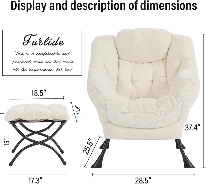 Lazy Chair with Ottoman, Modern Chair with Folding Footrest, Lounge Accent Chair - Image 3