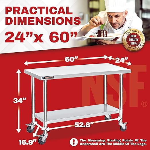 DuraSteel 24x60 NSF Stainless Steel Cart - Image 2
