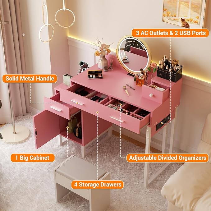 Vanity Desk with 4 Storage Drawers - Image 5