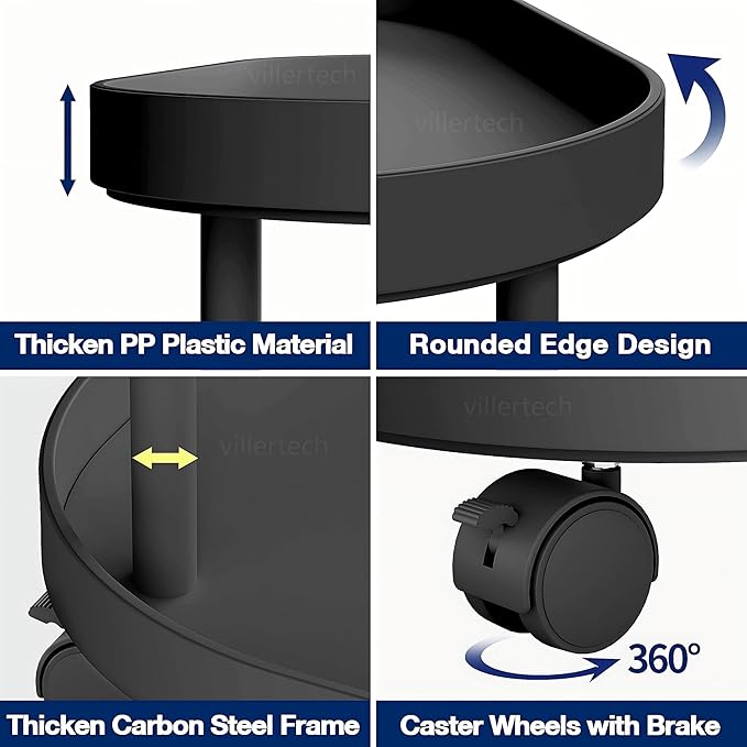 Side Table with Wheels, End Table Living Room Plastic Mobile Sofa Side Table - Image 5