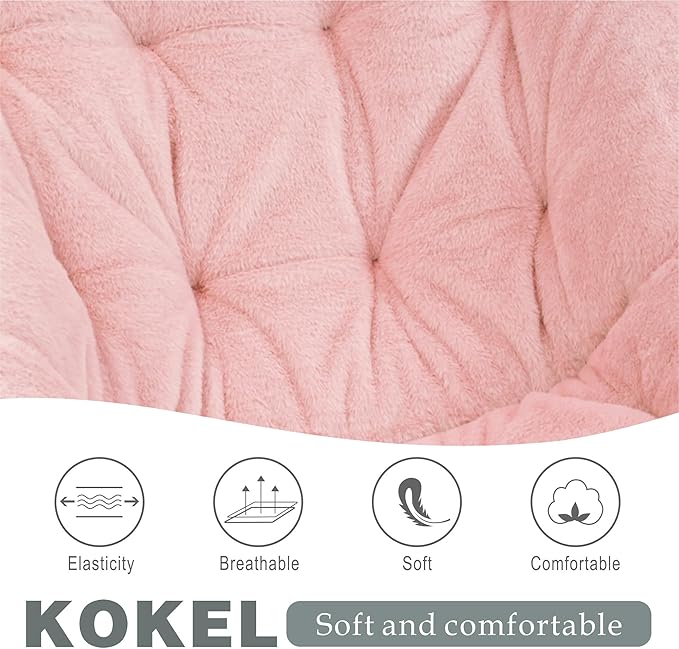 Kokel Plush Folding Chair and Ottoman Padded Metal Frame Living Room Chair - Image 5