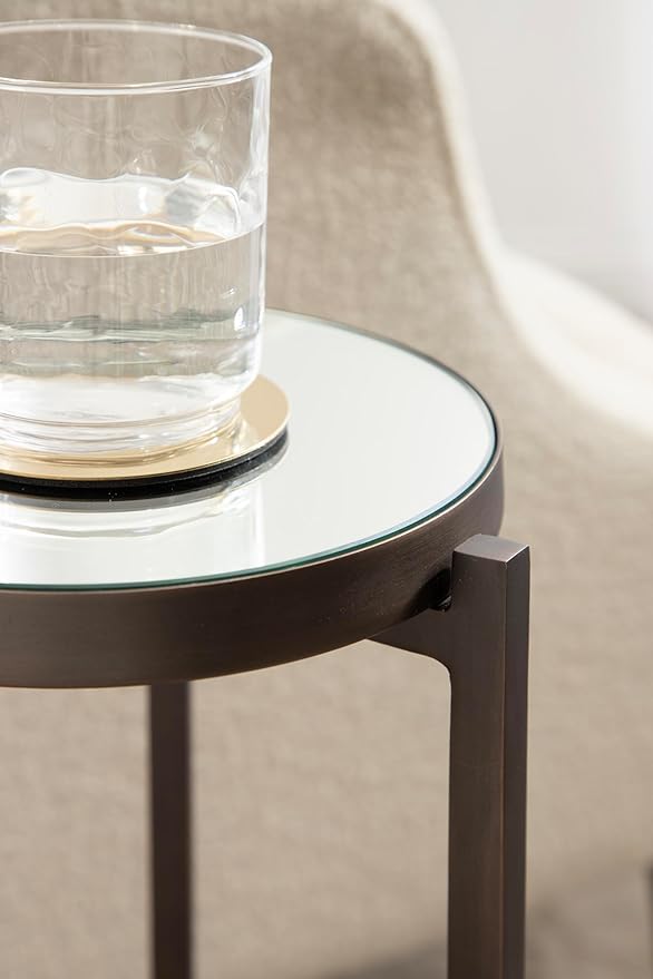 Kate and Laurel Aguilar Modern Mirrored Round Drink Table, Metal Accent Table - Image 5