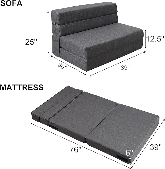 ANONER Fold Sofa Bed Couch Memory Foam - Image 3