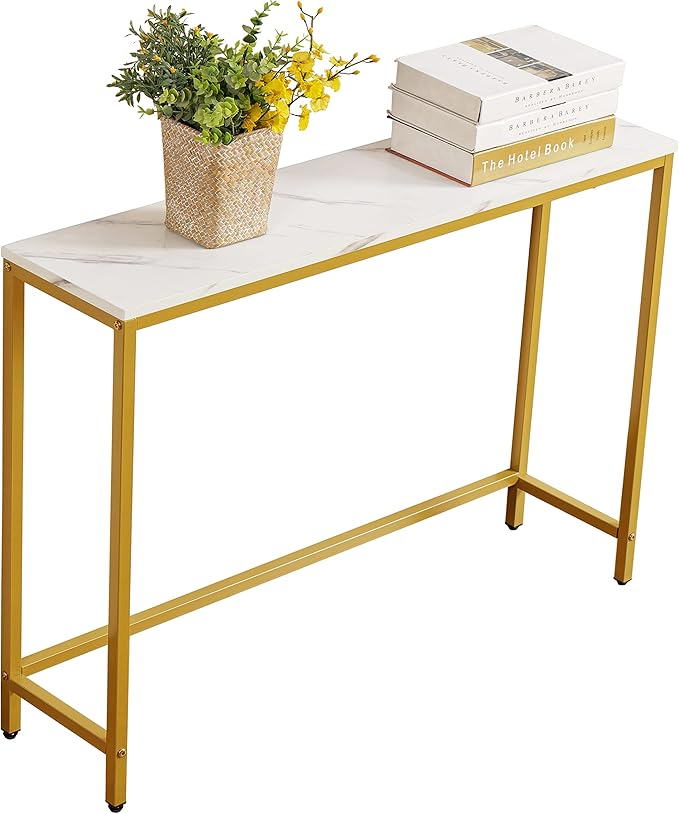 loglus Console Table for Entryway, Faux Marble MDF Sofa Table by loglus