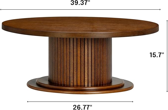 NTC 40 Inch Summit Modern Classic Tambour Wooden Round Coffee Table – - Image 2