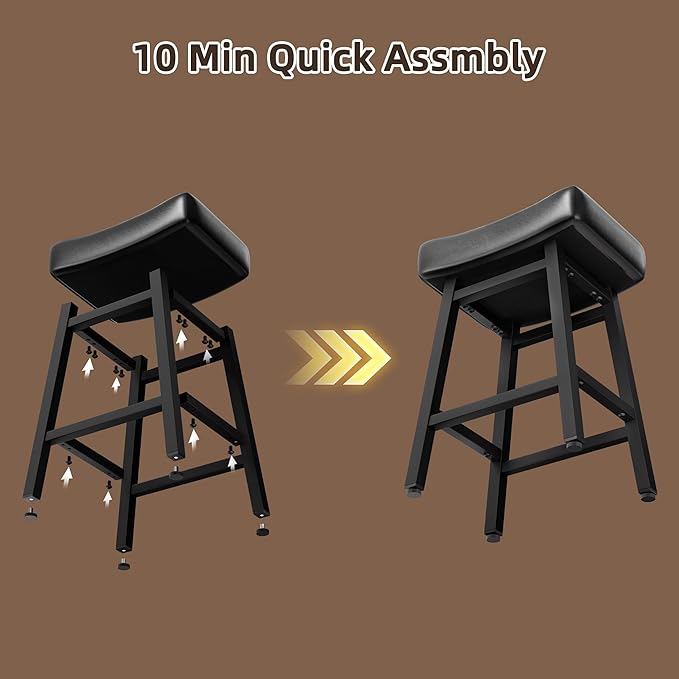 Counter Height Bar Stools Set of 2, 24 Inch Backless BarStools - Image 9