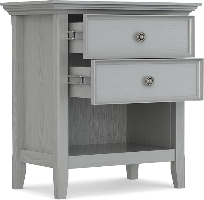 SIMPLIHOME Amherst SOLID WOOD 24 Inch Wide Traditional Bedside Nightstand Table - Image 4