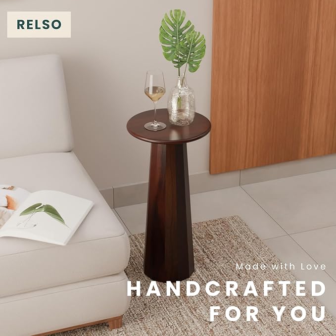 Relso Enteka Solid Mango Wood End Table – 24" Tall Accent Side Table - Image 5