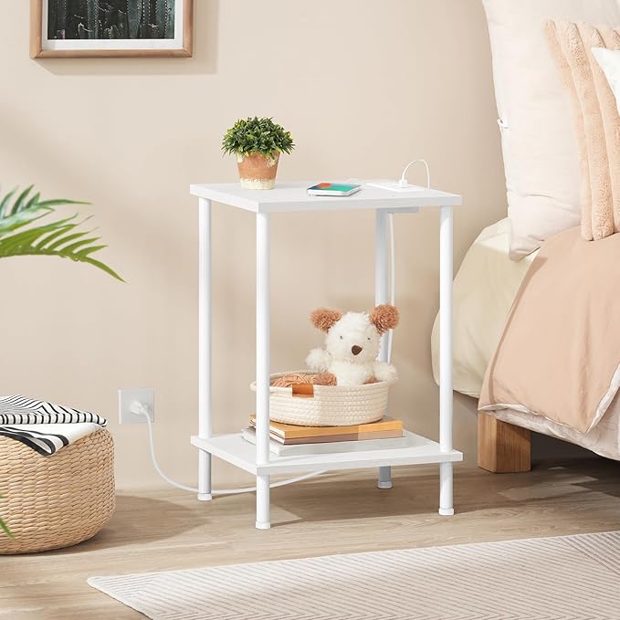 HOOBRO Side Table with Charging Station, End Table with USB Ports and Outlets - Image 4