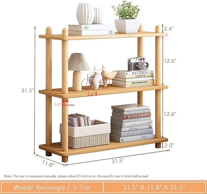 IOTXY 3-Tier Wooden Shelf Bookcase - Image 2