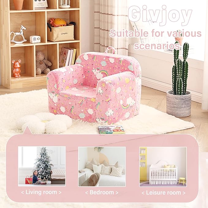 Toddler Chair Plush Kids Couch, Comfy Kids Sofa Toddler Lounger Chair - Image 6
