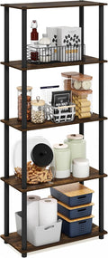 Furinno Turn-N-Tube 5-Tier Multipurpose Shelf Display Rack, Amber Pine/Black by Furinno-FitsYourSpaceFitsYourBudget