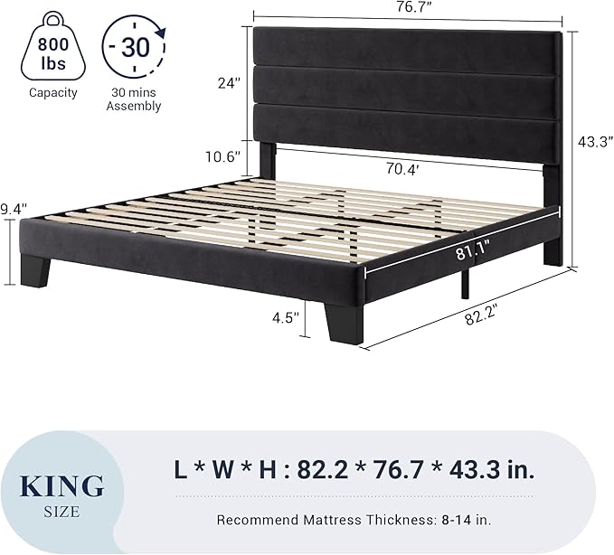Allewie King Size Platform Bed Frame - Image 2