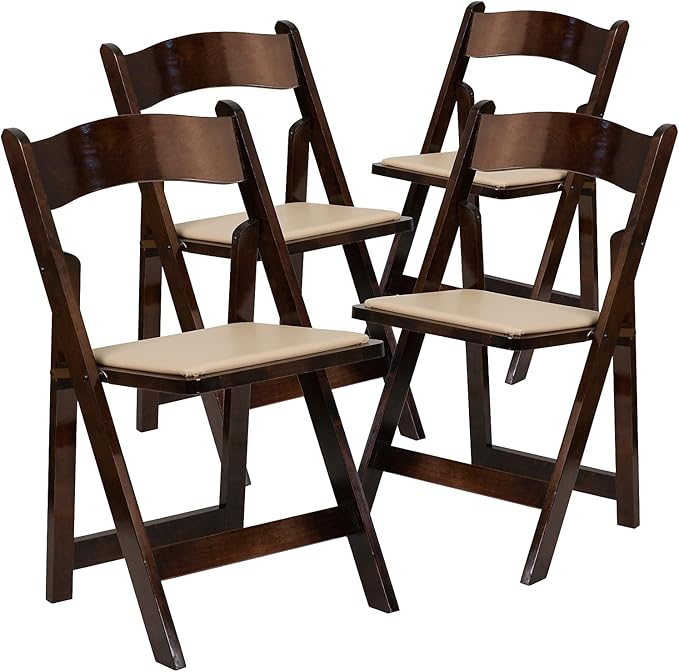Flash Furniture 4 Pack HERCULES Series Fruitwood Wood Folding Chair by FlashFurniture