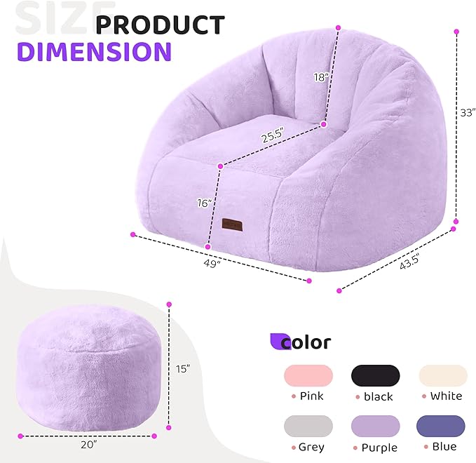 HABUTWAY Bean Bag Chair, Giant Bean Bag Chairs - Image 2