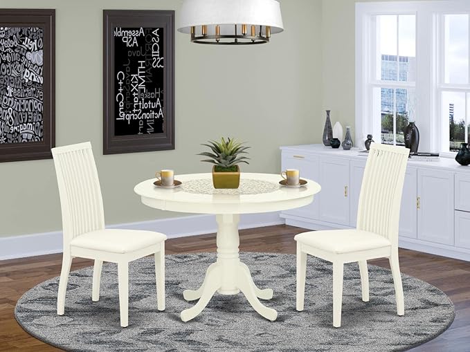 East West Furniture HLIP3-LWH-C 3 Piece Modern Dining Table Set Contains a - Image 7