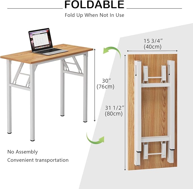 Need Small Desk 31 1/2" No Assembly Foldable Writing Table, Sturdy and Heavy - Image 3