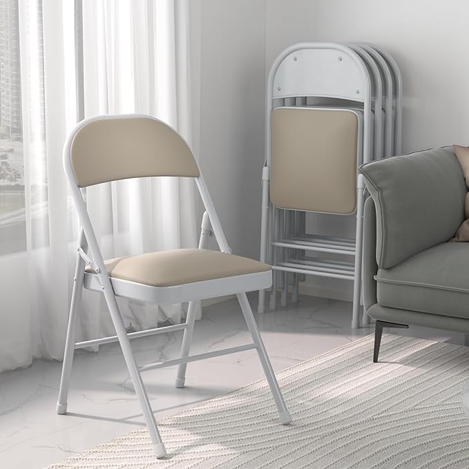 VECELO 4-Pack Folding Chairs Portable Metal - Image 2