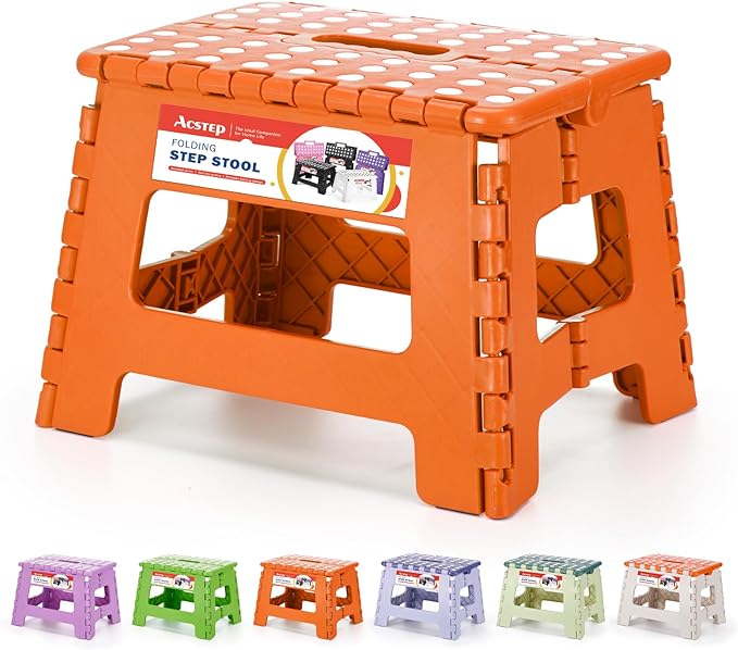 ACSTEP 9 Inch Folding Step Stool 300 LB Capacity Plastic Foldable Step Stools by ACSTEP