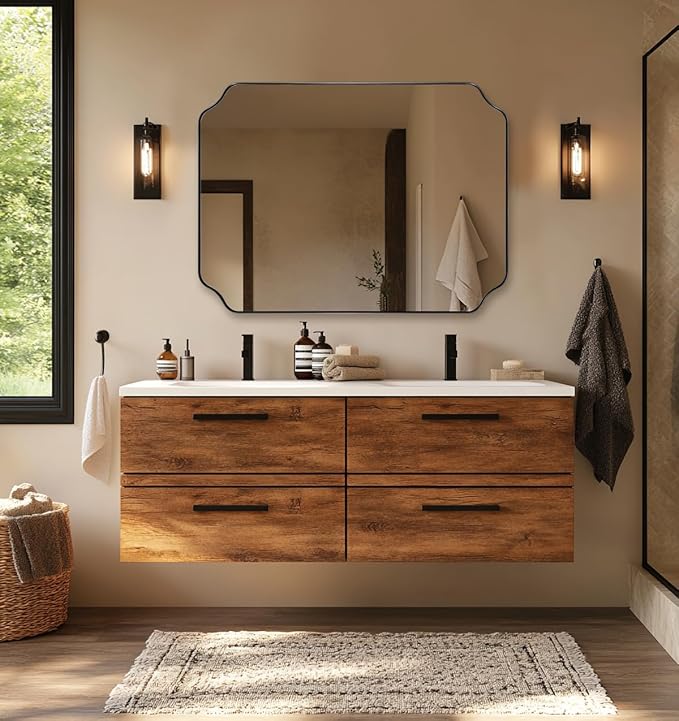 ANDY STAR Bathroom Vanity Mirror, 24x36 Inch Matte Black Mirror, Modern - Image 8