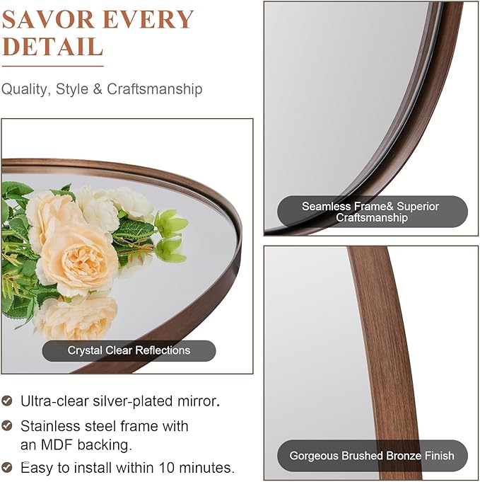ANDY STAR Brushed Bronze Oval Mirrors - Image 3