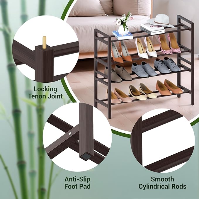 Haddockway Bamboo Shoe Rack for Closet, Free Standing Shoe Organizer - Image 8
