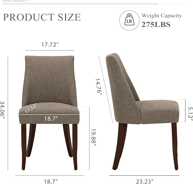 COLAMY Upholstered Dining Chairs Set of 2, Mid Century Modern Kitchen Chairs - Image 8