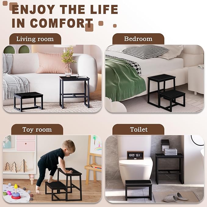 Step Stool for Kids Adults, Holds up to 500Lb, 3 in1 Heavy Duty Sturdy Two Foot - Image 4