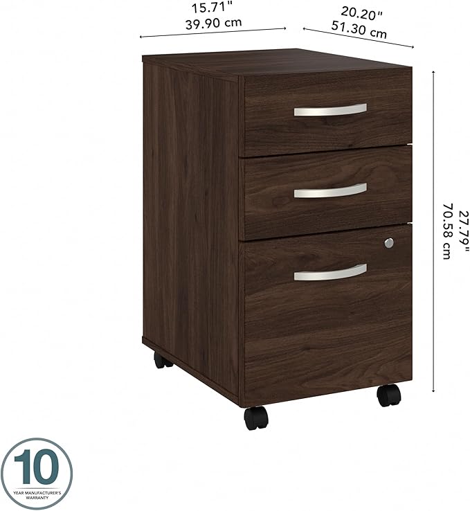 Bush Business Furniture Studio C 3 Drawer Mobile File Cabinet in Black Walnut - Image 3