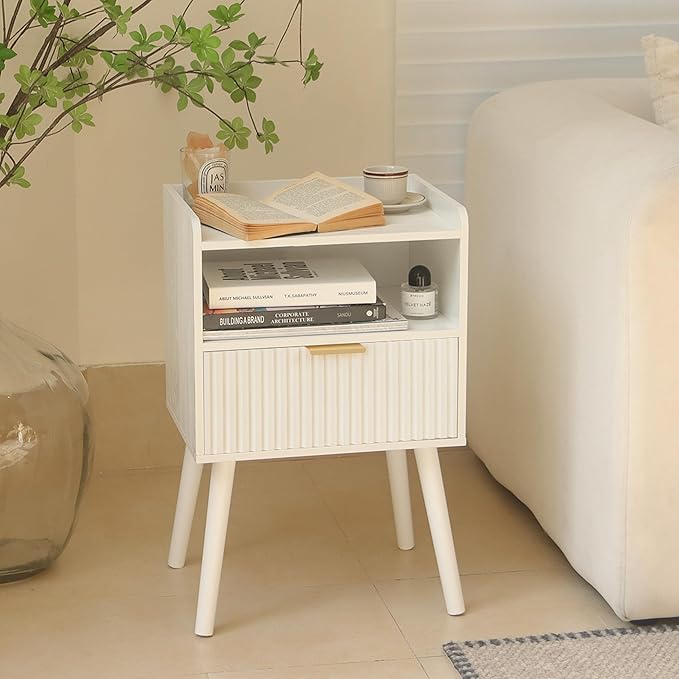 AWASEN White Nightstand, Modern Bedside Table - Image 8