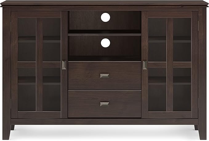 SIMPLIHOME Artisan SOLID WOOD 53 inch Wide Contemporary TV Media Stand in Dark - Image 4