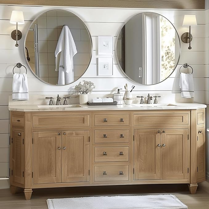 ANDY STAR 30" Round Brushed Nickel Bathroom Mirror - Image 7