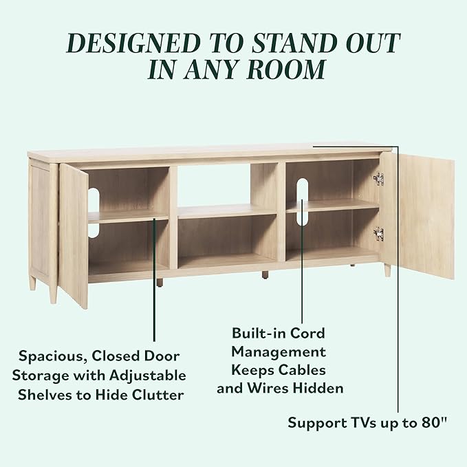 Walker Edison Scandinavian Reeded TV Stand - Image 5