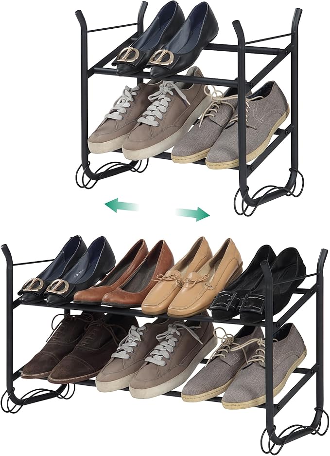 SunnyPoint Expandable & Stackable 2-Tier Shoe Rack – Adjustable Shoe Organizer by SunnyPoint