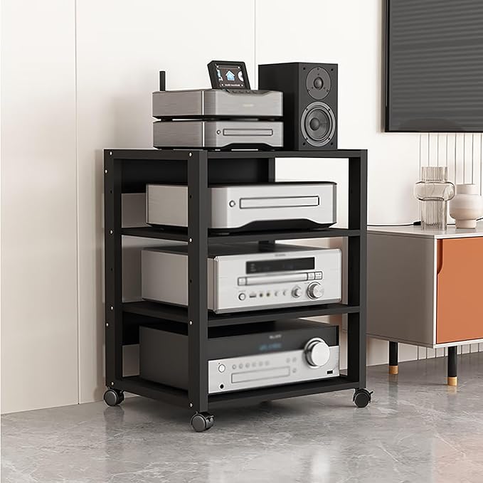 4 Tier Audio Rack Tower, CD Record Player Stereo Receiver AV Equipment Cabinet by Dernoing