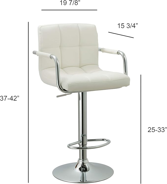 AC Pacific Contemporary Adjustable Swivel Kitchen Bar Stool Chair - Image 2