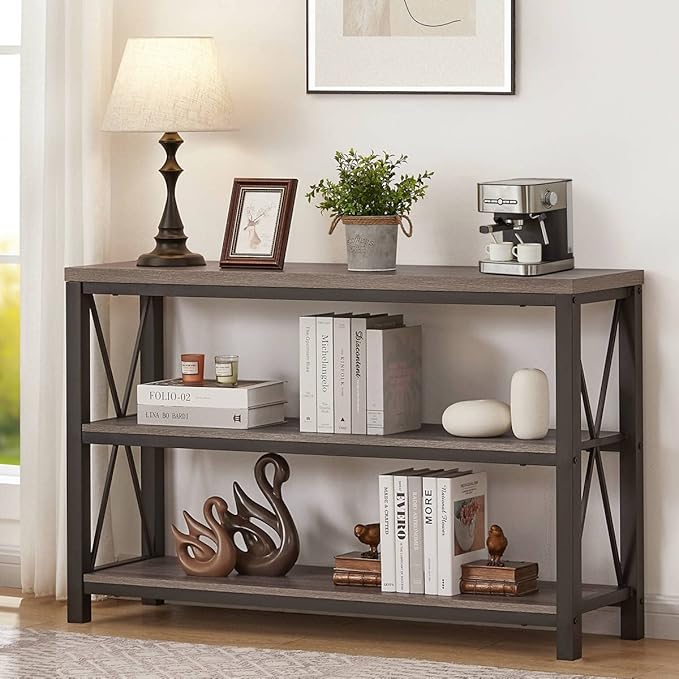 BON AUGURE Rustic Sofa Table Behind Couch, Industrial Console Tables by BONAUGURE