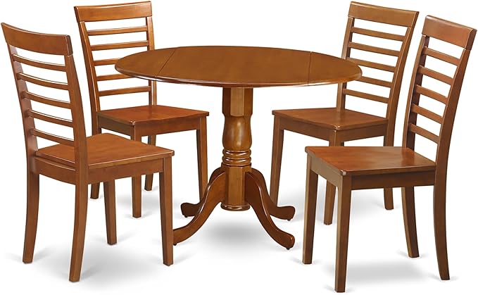 East West Furniture DLML5-SBR-W 5 Piece Kitchen Table & Chairs Set Includes a by EastWestFurniture