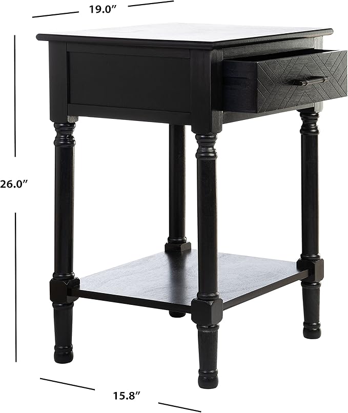 SAFAVIEH Home Collection Peyton Black 1-Drawer Lower Shelf Accent Table ACC5704B - Image 3