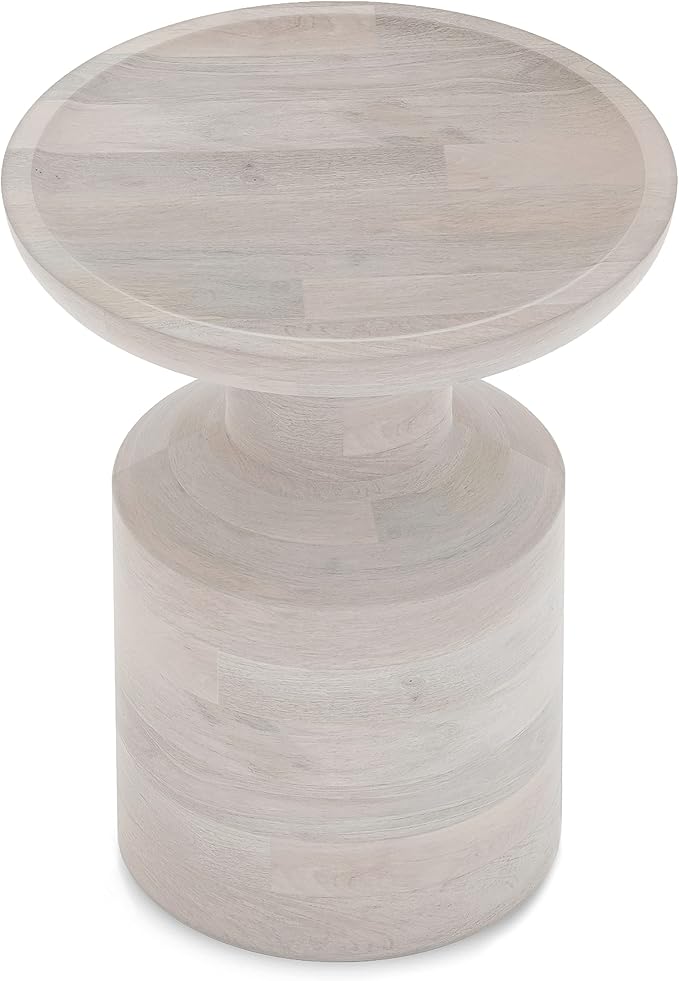 SIMPLIHOME Haynes 16-inch Wide Solid Mango End Table in White Wash, Handcrafted by SimpliHome